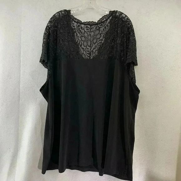 Torrid Women’s Studio Knit V-Neck‎ Black Lace Yoke Top Size 5 (30/32) - Picture 3 of 7